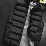 kkboxly Stay Warm in Style: Men's Casual Black Padded Sleeveless Vest - Best Sellers!