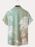 2025 kkboxly  Resort Casual Men's Hawaiian Button Up Shirt with Gradient Palm Leaf Print - Comfy Tee Top for Summer Fashion