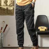 kkboxly  Trendy Solid Color Cargo Pants, Men's Casual Joggers Cotton Blend Trousers, Loose Casual Outdoor Pants, Men's Work Pants Outdoors