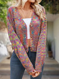 Tie Dye Button Front Knit Cardigan, Casual V Neck Long Sleeve Sweater, Women's Clothing