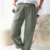 kkboxly  High Waist Straight Leg Pants, Casual Every Day Pants, Women's Clothing