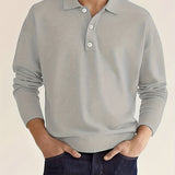 kkboxly  Solid Men's Casual Comfy Long Sleeve  Shirt For Golf, Spring Fall