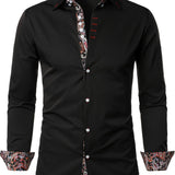 Trendy Paisley Binding Print Men's Casual Button Up Long Sleeve Shirt, Men's Clothes For Spring Summer Autumn, Tops For Men