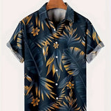 2025 kkboxly  Men's Plus Size Hawaiian Shirt with Leaves Print - Perfect for Summer Vacations and Resort Wear