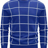 kkboxly  Men´s Casual Plaid Sweater, Loose Comfy Stretch Pullover, Men's Clothing