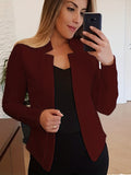 kkboxly  Solid Open Front Blazer, Casual Long Sleeve Blazer For Office & Work, Women's Clothing