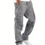 Trendy Solid Cargo Pants, Men's Multi Flap Pocket Trousers, Loose Casual Outdoor Pants, Men's Work Pants Outdoors Streetwear Hip Hop Style