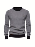 kkboxly  Men's Long Sleeved Sweater, Men's Knitted Pullover For Spring And Autumn