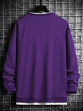 kkboxly  Men's Contrast Color Hem Sweatshirt, Casual Comfy Loose Pullover, Mens Clothing