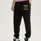 kkboxly  COUGAR NATION Print, Men's Drawstring Sweatpants With Fleece, Casual Warm And Comfy Jogger Pants For Men