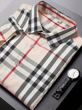 kkboxly  Men's Casual Short Sleeve Plaid Print Shirt, Men's Shirt For Summer, Tops For Men, Gift For Men