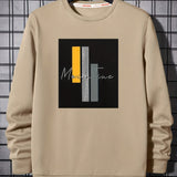 kkboxly  Fashion Color Block & Letter Print Men's Crew Neck Long Sleeve Sweatshirt, Casual Wear, Graphic Pullover, Men's Clothing For Spring Fall Winter