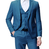 kkboxly  Formal 3 Pieces Set, Men's Two Button Jacket & Slanted Lapel Vest & Pants Suit Set For Business Dinner Wedding Party