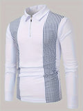 kkboxly  Polka Dot Print Men's Color Block Casual Long Sleeve Lapel Shirt, Spring Fall