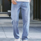 kkboxly  Classic Design Loose Fit Distressed Jeans, Men's Casual Street Style Denim Pants For The Four Seasons