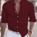 kkboxly  Men's Casual Button Up Long Sleeve Shirt, Men's Clothes For Spring Summer Autumn, Tops For Men