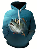 kkboxly  Trendy Fish Print Hoodie, Cool Hoodies For Men, Men's Casual Graphic Design Pullover Hooded Sweatshirt With Kangaroo Pocket Streetwear For Winter Fall, As Gifts