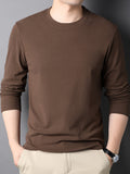 kkboxly Solid Trendy Sweatshirt, Men's Casual Basic Crew Neck Sweatshirt For Men Fall Winter