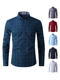 kkboxly  Geometric Pattern Men's Stylish Daily Long Sleeve Button Up Shirt, Spring Fall, Creative Gift For Men