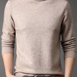 kkboxly Business Warm Wool Long Sleeves Pullover Sweaters, Men's Slim Casual High Neck Knitted Sweaters