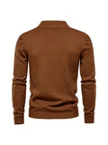 kkboxly  Men's Long Sleeve Turtleneck Knitted Sweater, Men's Casual Warm Solid Mid Stretch Pullover Sweater For Fall Winter