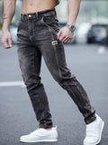 kkboxly Men's Casual Skinny Jeans, Chic Street Style Stretch Straight Leg Jeans