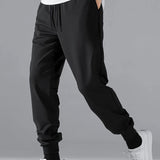 kkboxly  Men's Black Drawstring Waist Slant Pocket Sweatpants