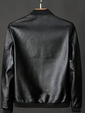 kkboxly  Men's Casual Black Zipper PU Leather Jacket Gifts