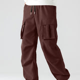 Men's Casual Drawstring Pocket Cargo Pants Straight Leg Jogger Pants