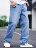 kkboxly  Men's Casual Street Style Wide Leg Denim Pants For Spring Summer