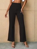 kkboxly  Solid High Waist Pants, Elegant Straight Leg Pants, Women's Clothing