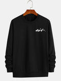 kkboxly Fashionable Men's Casual Mountain And Moon Pattern Print,Long Sleeve Round Neck Pullover Sweatshirt,Suitable For Outdoor Sports,For Autumn And Winter,Can Be Paired With Hip-hop Necklace,As Gifts