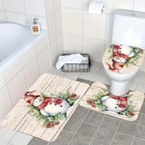 3-Piece Christmas Snowman Quick-Dry Microfiber Memory Foam Bathroom Mat Set with Anti-Slip Backing, Toilet Lid Cover, and U-Shaped Contour Rug for a Safe and Festive Bathroom