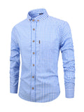 kkboxly Men's Casual Slim Cotton Plaid Shirt Best Sellers Best Sellers, Men's Tops