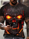 kkboxly Trendy 3D Skull Pattern Print Men's T-shirt, Crew Neck Short Sleeve Tops, Graphic Tee Men's Clothes Summer, Men's Outfits