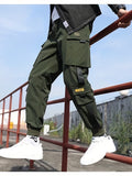 kkboxly  Ribbon Design, Men's Drawstring Overalls With Pockets, Loose Trendy Comfy Jogger Pants