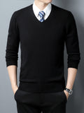 kkboxly  Men's Thick Warm Winter V-Neck Slim Knitted Pullover Sweater (Not Included Shirt)