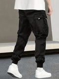 Men's Flap Pocket Drawstring Elastic Waist Street Cargo Pants