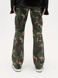 kkboxly  Men's Casual Camouflage Pattern Jeans, Chic Street Style Loose Fit Jeans