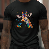 kkboxly kkboxly Giraffe And Puzzle Pieces Print T Shirt, Tees For Men, Casual Short Sleeve T-shirt For Summer