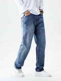 kkboxly  Classic Design Loose Fit Jeans, Men's Casual Street Style Denim Pants For All Seasons