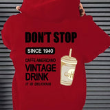 kkboxly  Coffee Drink Pattern Zip Up Hoodie, Men's Casual Stretch Hooded Sweatshirt Sportswear