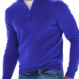 Long Sleeves Zipper Stand Collar Pullover Tops, Men's Casual Top Shirts