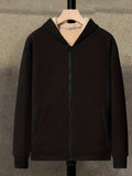 kkboxly  Plus Size Men's Casual Zip Up Fleece Hoodies, Long Sleeve Hooded Sweatshirt Jacket Coats