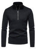 Men's Half Zipper Stand Collar Sweatshirt For Men Solid Sweatshirts For Spring Fall Long Sleeve Tops