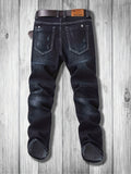 kkboxly  Slim Fit Distressed Jeans, Men's Casual Slightly Stretch Chic Denim Pants For Spring Summer