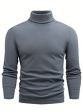 kkboxly  Casual Solid Men's Autumn And Winter Turtleneck Long-sleeved Fit T-shirt