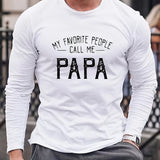 kkboxly PAPA Print, Men's Graphic Design Crew Neck Long Sleeve Active T-shirt Tee, Casual Comfy Shirts For Spring Summer Autumn, Men's Clothing Tops