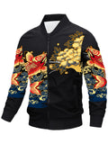 kkboxly  Men's Spring And Autumn Jacket Vintage Luxury Print Casual Zip Up Jacket Best Sellers Best Sellers