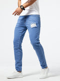 Men's Casual Light Blue Ripped Denim Jeans